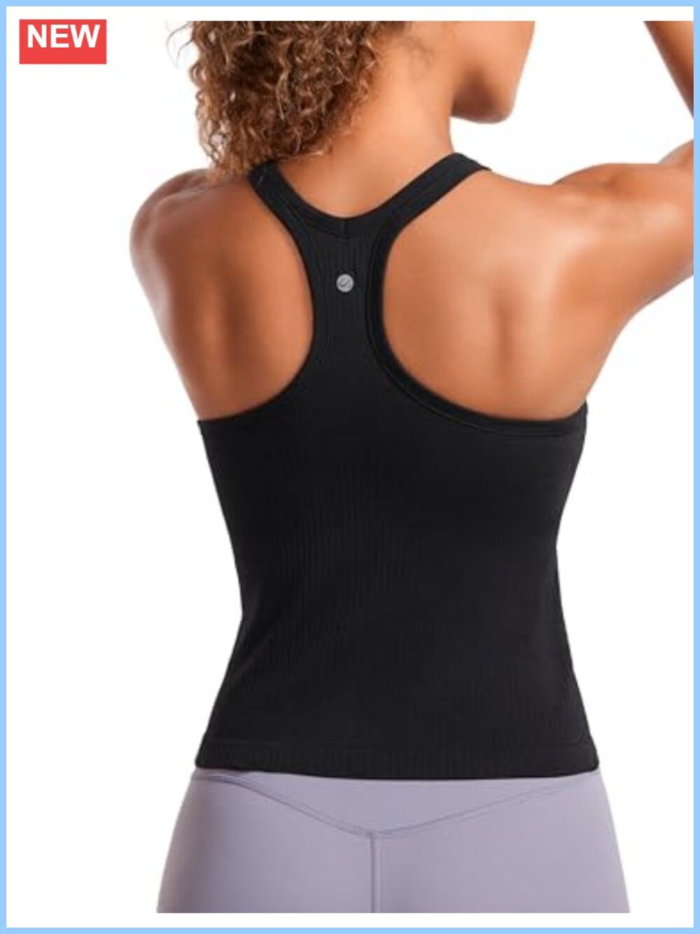 Seamless Ribbed Racerback Tank Top with Built-In Shelf Bra